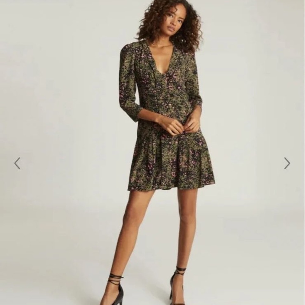 Reiss 3/4 Sleeve Floral Print Dress Sz 12
